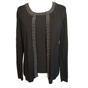 LouLou Embellished Black Shell and Matching Vintage Cardigan Large